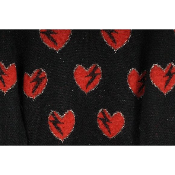 Saint Laurent Womens Heart Sweater Size Small Black Red Mohair Blend Pullover - Picture 3 of 8